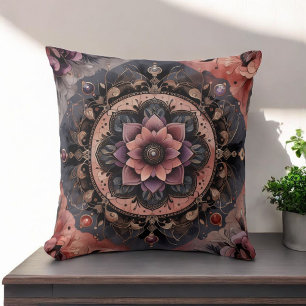 Coussin Dark Romance Boho Aquarelle Florale Printemps été