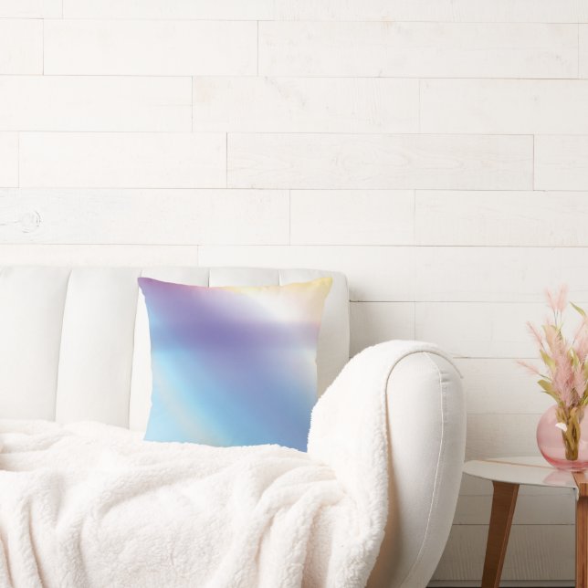Coussin d'art Abstrait bleu violet rose et jaune (Canapé)