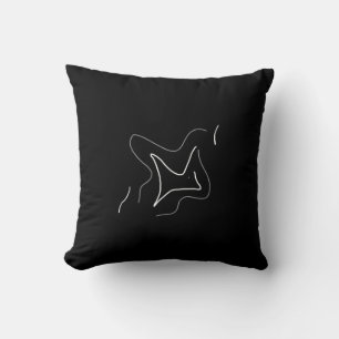 Coussin d'art abstrait minimaliste blanc noir