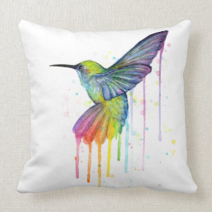 Coussin d'art d'aquarelle de colibri