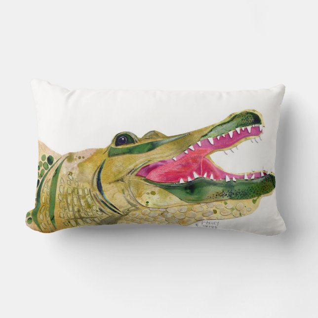 Coussin d'art de coupe d'aquarelle d'alligator (Recto)