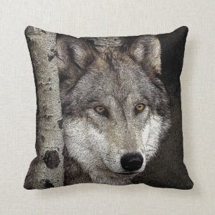 Coussin d'art d'encre de loup