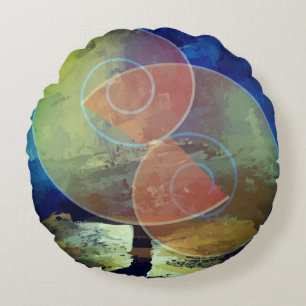 Coussin d'art Orange, Bleu et Jaune "Force"