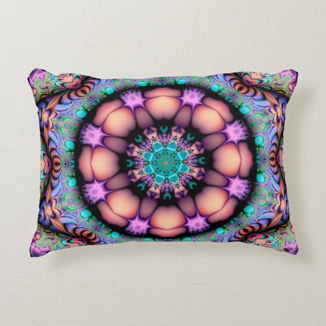 Coussin d'art psychédélique fractal Mandala (Devant)