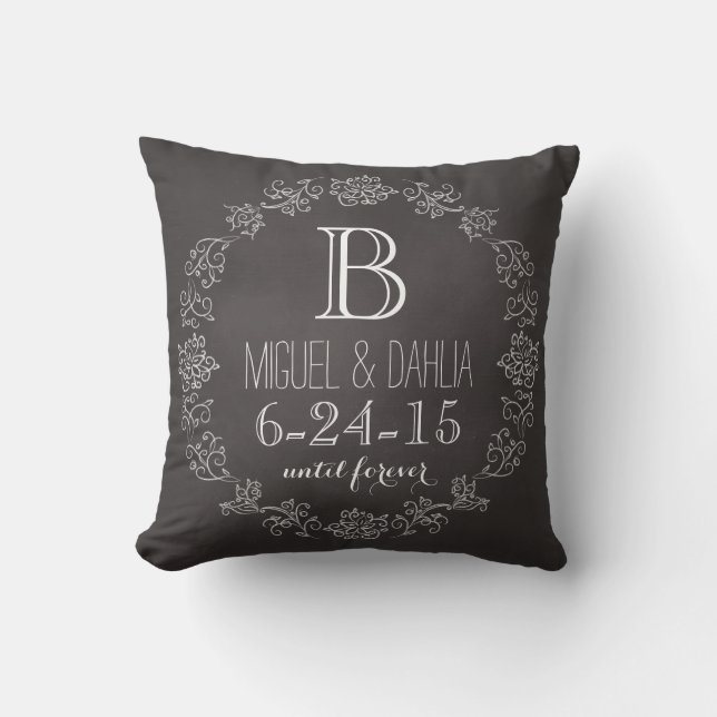 Coussin Date de mariage personnalisée de monogramme de (Recto)