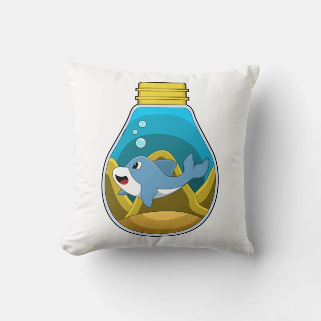 Coussin Dauphin à la natation dans l'aquarium (Recto)