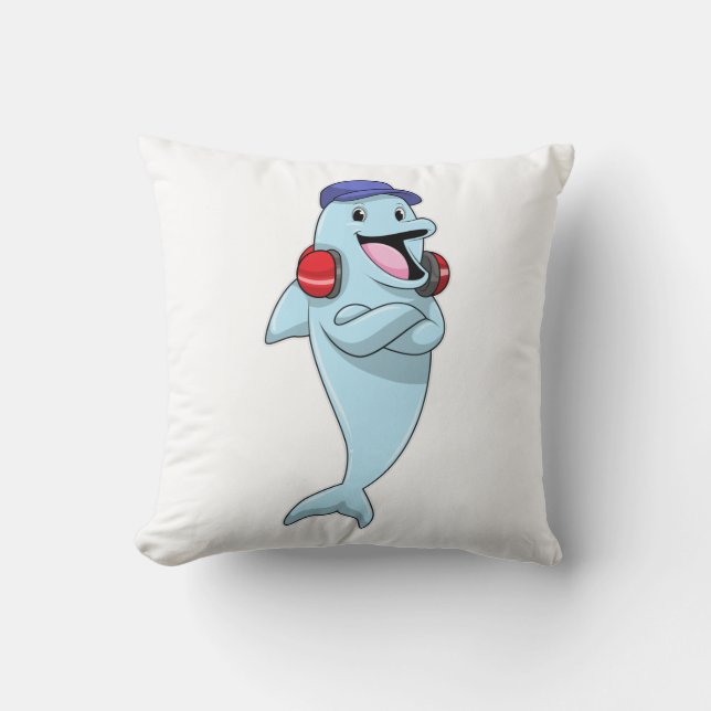 Coussin Dauphin à l'écoute de la musique (Recto)