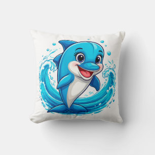 Coussin Dauphin de dessin animé mignon éclaboussant dans l