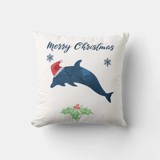 Coussin Dauphin de Noël (Recto)