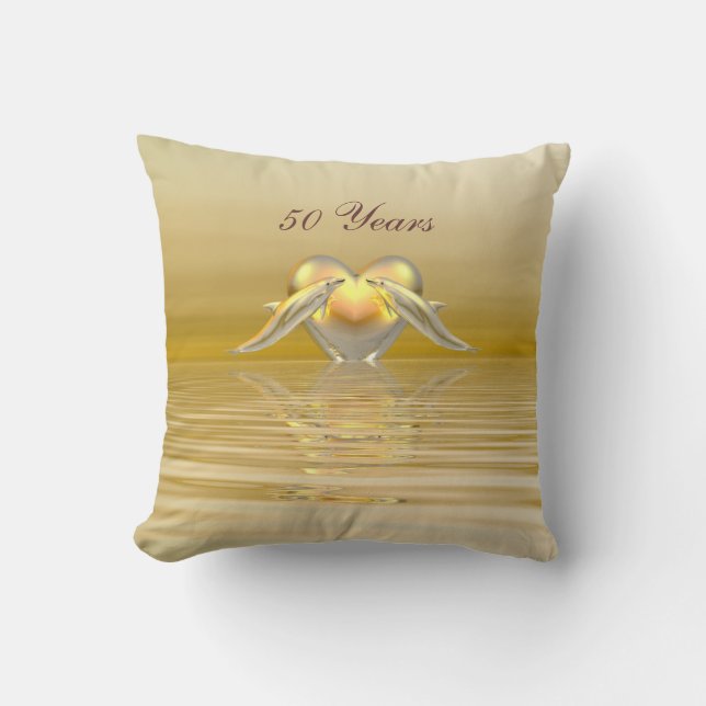 Coussin Dauphins et Coeur du Golden Anniversaire (Recto)