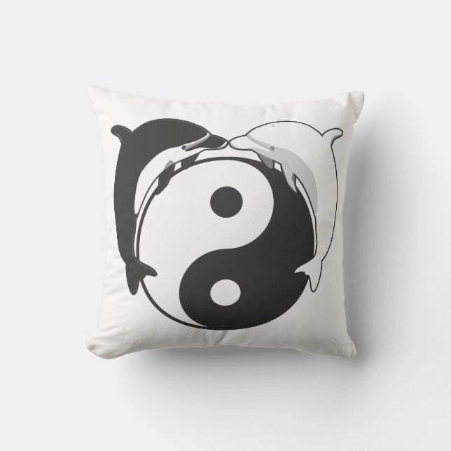 Coussin Dauphins Yin Yang Noir/Blanc (Recto)