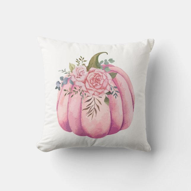 Coussin d'automne Citrouille rose (Recto)