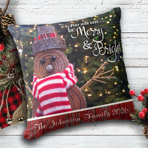 Coussin Days Be Joyeux and Bright mignon Russe Snowman Nom
