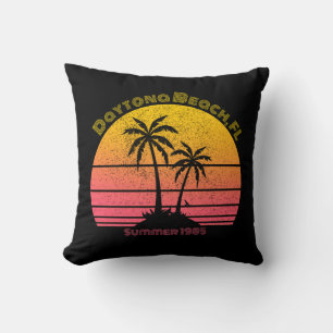 Coussin Daytona Beach Palms de coucher de soleil rétro
