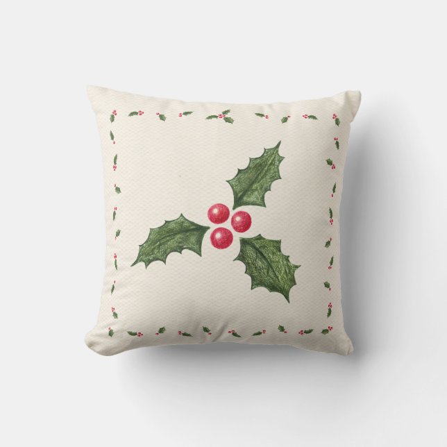 Coussin de baies de houx de Noël (Recto)