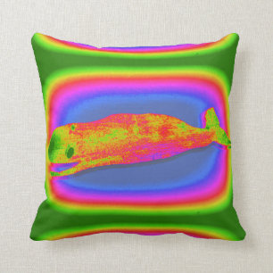 coussin de baleines psychédéliques souriantes