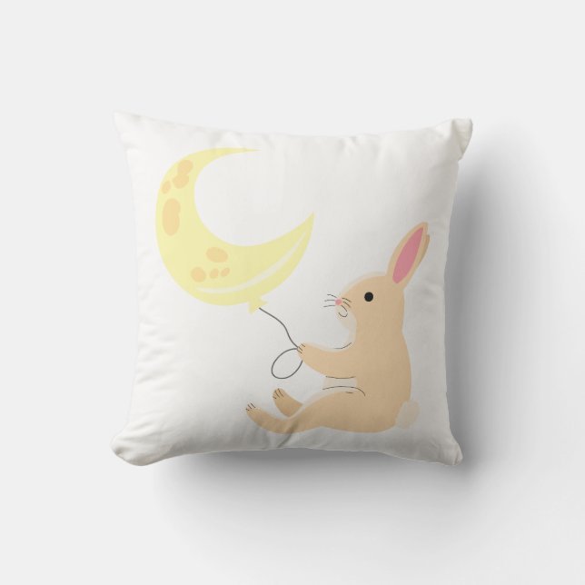Coussin de ballon lapin et lune (Recto)