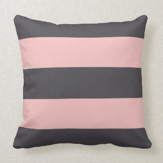 Coussin de bande gris et blanc