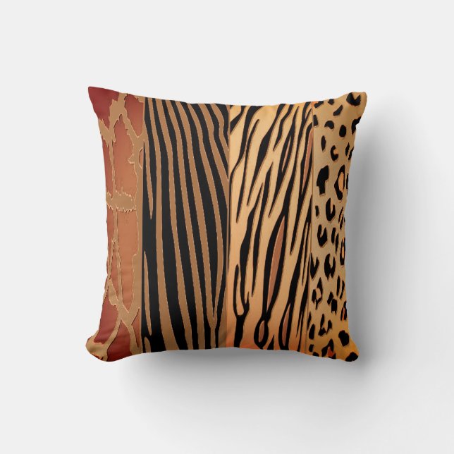 Coussin de bande Zèbre imprimé par un animal rusti (Recto)