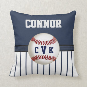 Coussin de base-ball à rayures blanches et de mar