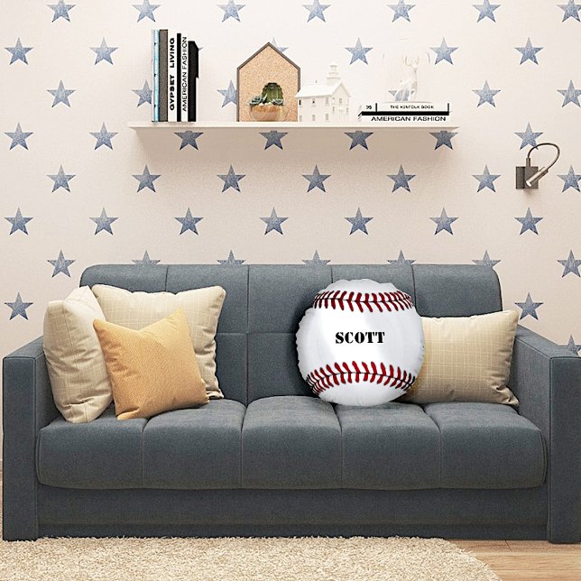 Coussin de baseball blanc et rouge personnalisé (Créateur téléchargé)