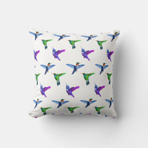Coussin De beaux colibris sur fond blanc