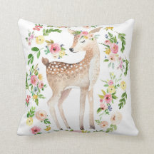 Coussin de bébé d'aquarelle de cerfs communs de