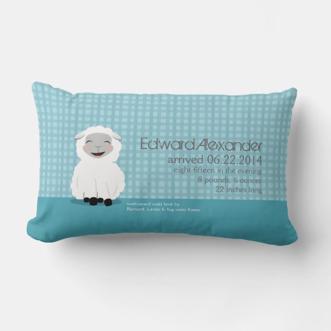 Coussin de bébé personnalisé par bleu d'agneau de (Recto)