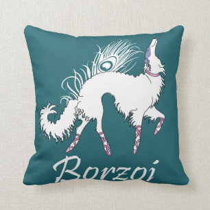 Coussin de Blanc-Teal de ballet de barzoï