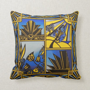 Coussin de bleu d'art déco