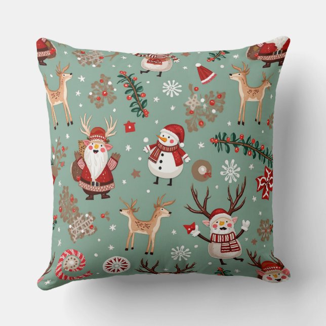 Coussin de bonhomme de neige de l'ambiance de Noël (Verso)