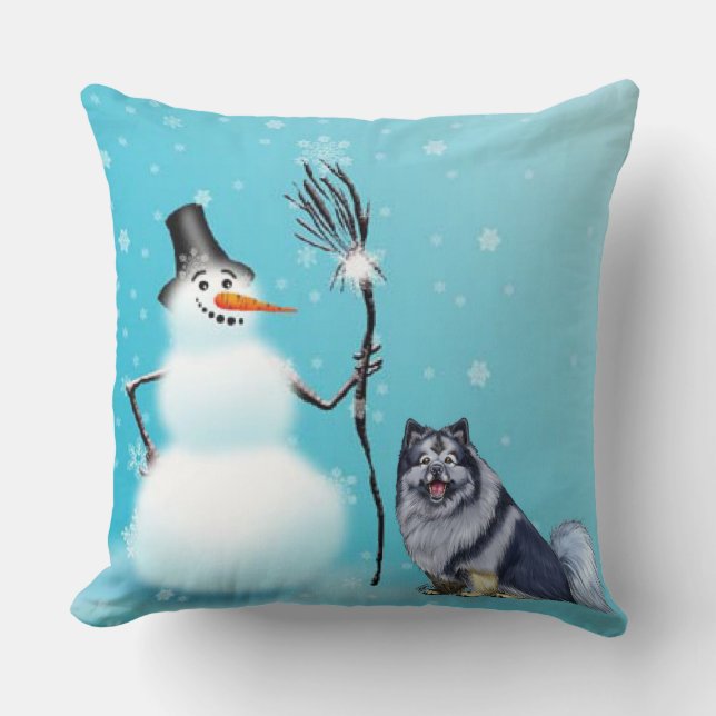 Coussin de bonhomme de neige et de keeshond (Recto)