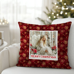 Coussin de cadeau ange victorien élégant rouge et