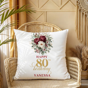Coussin de cadeau d'anniversaire 80 ans Burgundy B