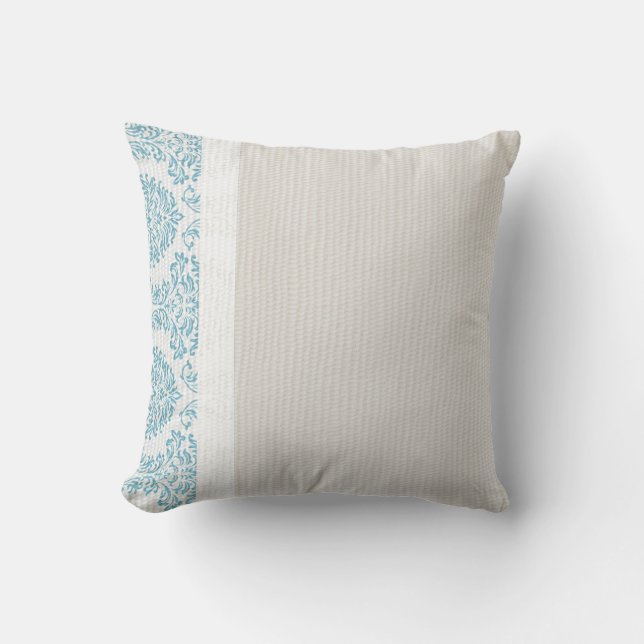 Coussin de canapé-lit bleu Filigree Damask (Recto)
