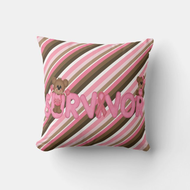 Coussin de cancer du sein d'ours de nounours de (Recto)