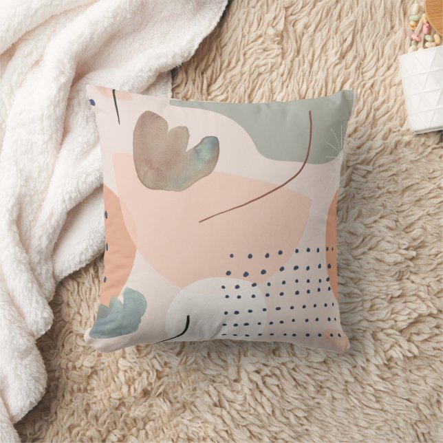 Coussin de Carré d'art Peach et Earthy Tones Abstr (Couverture)