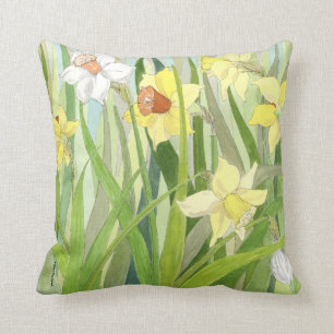 Coussin de carré de champs de jonquille