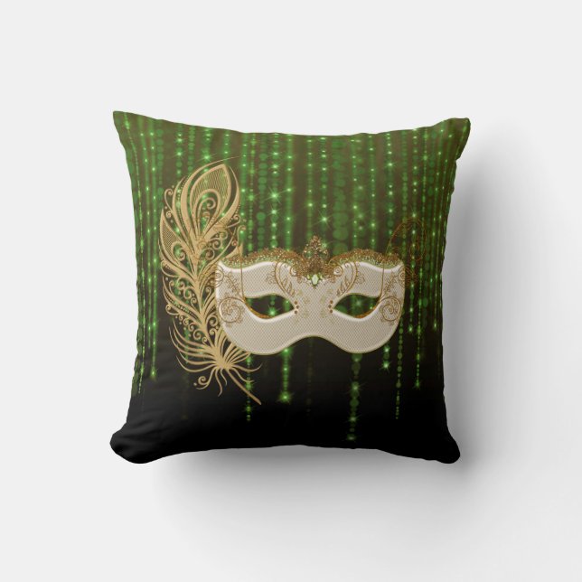 Coussin de carré de lumières de ficelle de vert de (Recto)