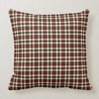 Coussin de Carré Tartan noir et Bourgogne