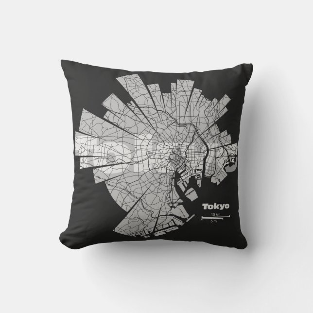 Coussin de carte de Tokyo (Recto)