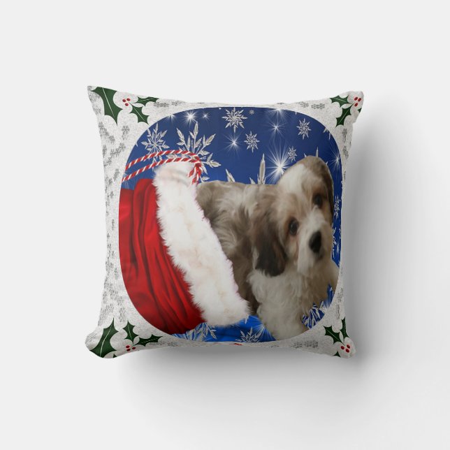 Coussin de Cavachon, chien de Noël (Recto)