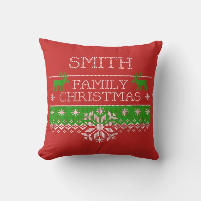 Coussin de célébration de Noël de famille de Smith (Recto)