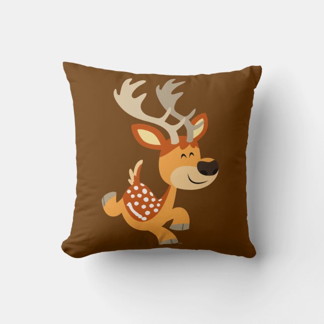 Coussin de cerfs en jachère en caricature mignon (Recto)