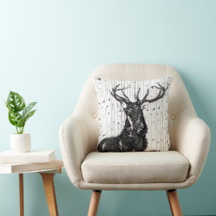 Coussin de cerfs et de bouleaux
