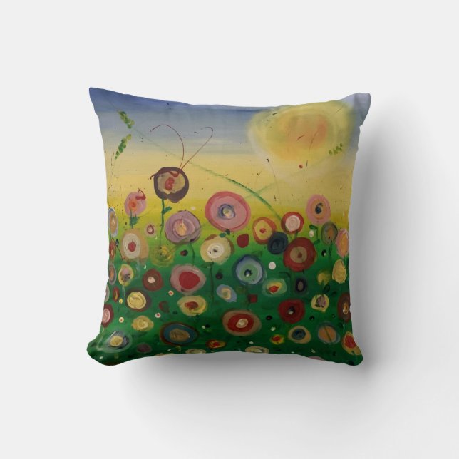 Coussin de champ de pavot Abstrait (Recto)