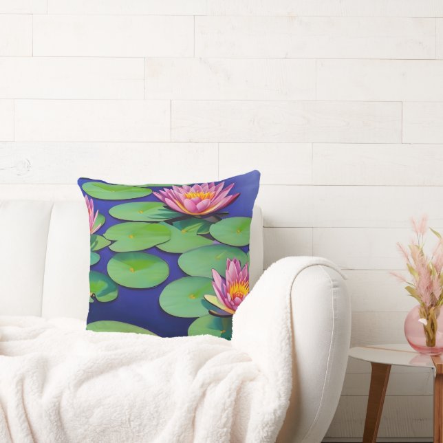 Coussin De Charmantes Nappes D'Eau Rose (Canapé)
