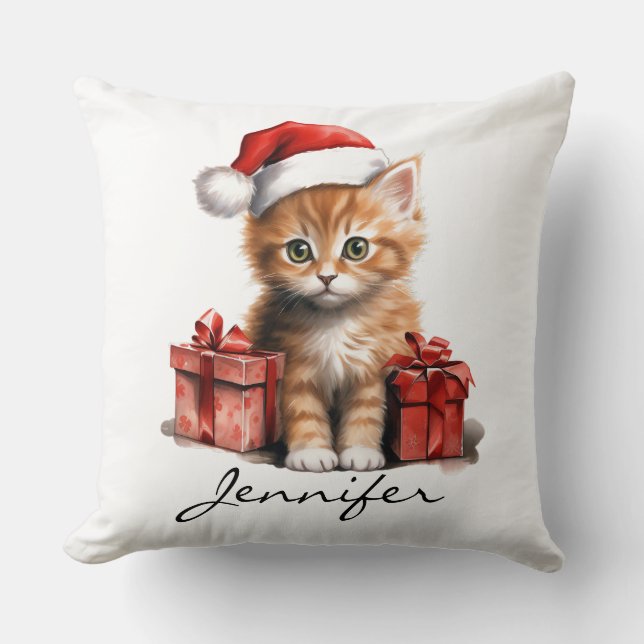 Coussin de chat de Noël (Recto)