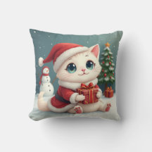 Coussin de chat de Noël