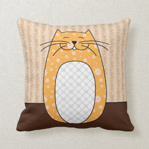 Coussin "de chat folklorique orange"